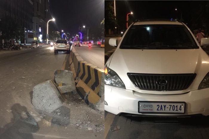 រថយន្ត Lexus RX330 បុករបាំងថ្មពុះចែកទ្រូងផ្លូវបាក់អស់២កង់រងការខូចខាតយ៉ាងដំណំ!!