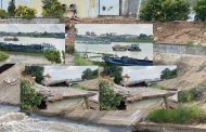 ទឹកហូរច្រោះបាក់ច្រាំងទន្លេស្ទឹងព្រែកត្នោត នៅក្រុងតាខ្មៅ ខណៈពលរដ្ឋ ថា អាចមកពីសាឡង់បូមខ្សាច់ច្រើនពេក