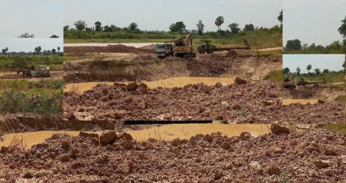 អុញនោះ!គ្រឿងចក្រ និងរថយន្តធំៗជាច្រើនរបស់លោក សុវណ្ណ ចំរើន កំពុងសម្រុកជីកព្រែករំលេចកើត បណ្ដាលឲ្យផ្លូវជាច្រើនរងការខូចខាត