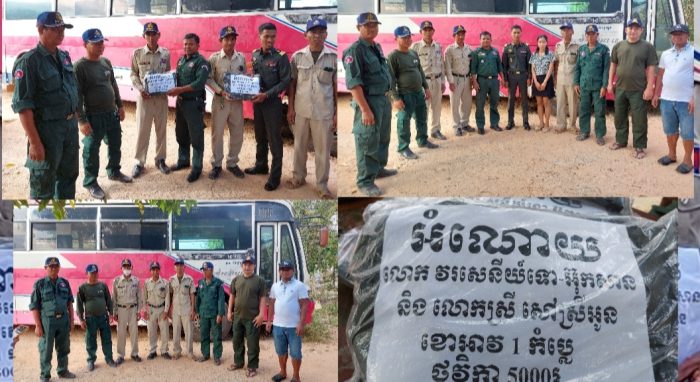លោកវរសេនីយ៍ទោ អ៊ុក សាន និងលោកស្រី សៅ ស្រីអូន បានឧបត្ថម្ភសំលៀកបំពាក់ម្នាក់១កំប្លេ ដល់ប្រជាការពារភូមិអង្គាសដី និងភូមិស្វាយក្អែ!