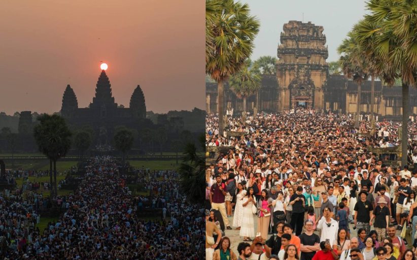 សមរាត្រីអង្គរ ទទួលបានភ្ញៀវទេសចរជាង៣ម៉ឺននាក់ មកផ្ដិតយកទិដ្ឋភាពថ្ងៃរះចំកំពូលប្រាសាទ